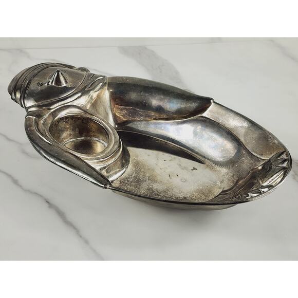 Christmas Towle Serving Tray Candy Dish Silverplated Penguin Shaped 12" Holidays - Picture 13 of 15